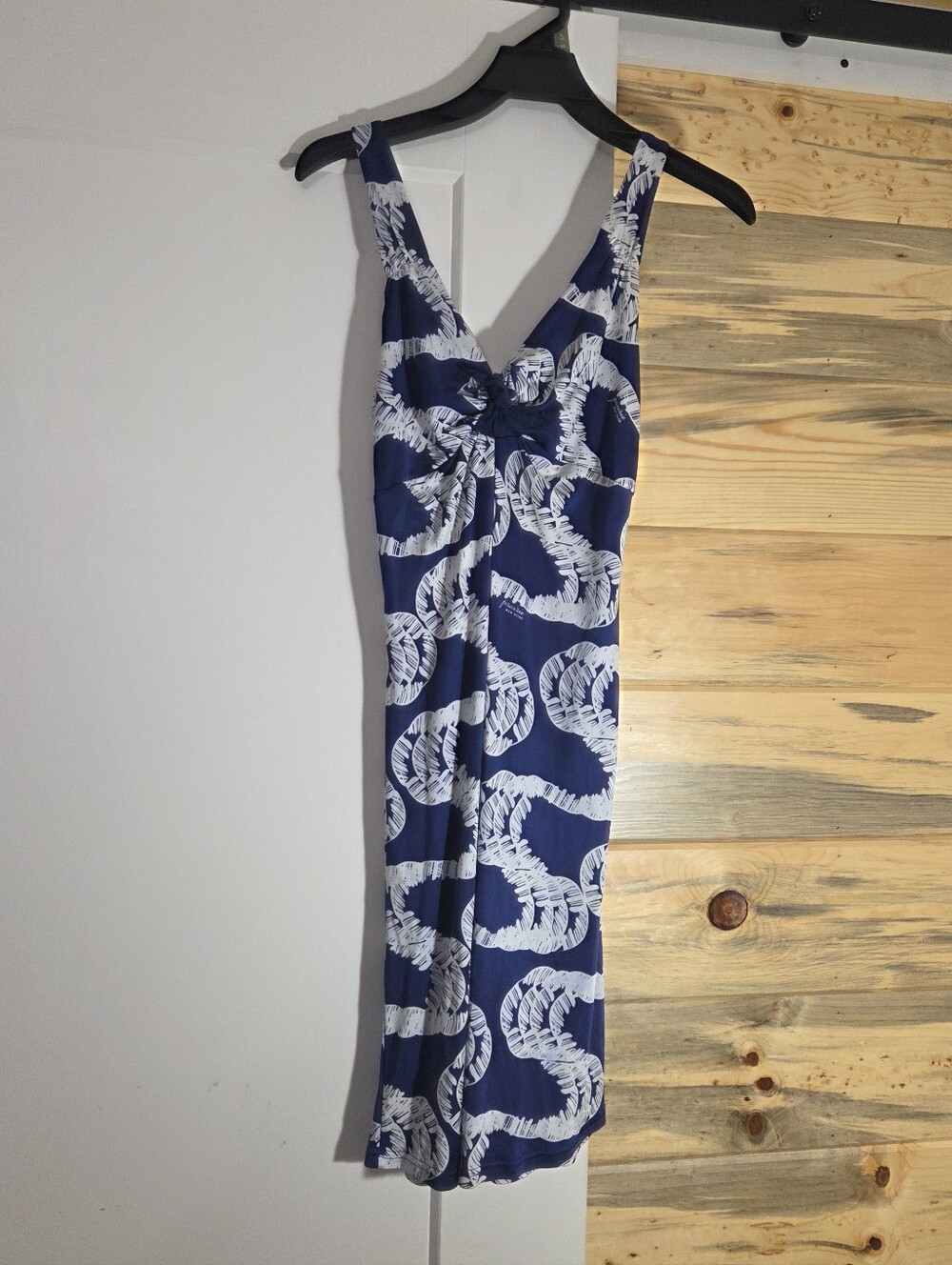 Prairie New York 100% Silk Blue & White Patterned Just Above the Knee Dress